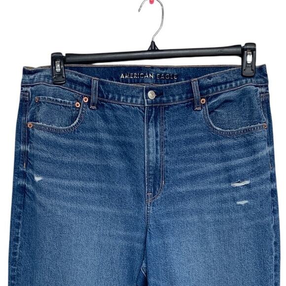 New American Eagle Womens Size 18 Super High Rise Baggy Straight Denim Jeans - Picture 2 of 7